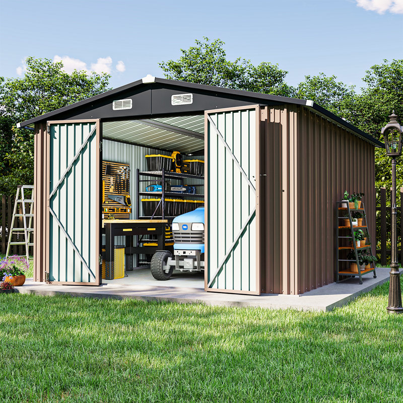 JolyDale 10 Ft. W X 12 Ft. D Outdoor Metal Storage Shed & Reviews